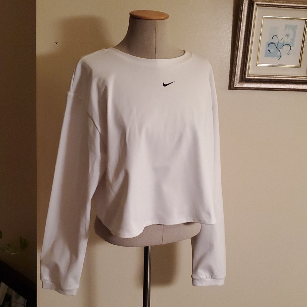 Nike Women's White Cropped Sweatshirt
